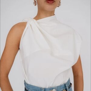 nomia twist shoulder top 6 white